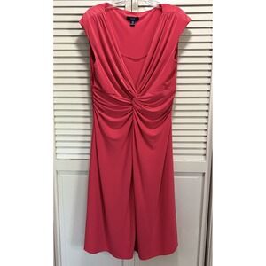 Chaps‎ Pink Fit & Flare Sleeveless Midi Dress Size XL Scoop Twisted Waist Flowy